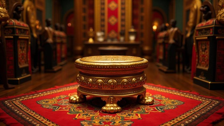 A golden stool in a royal palace