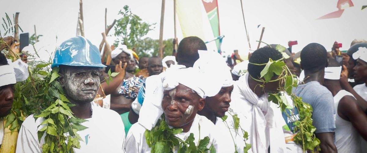 A company celebrating at the Aboakyer festival in Winneba