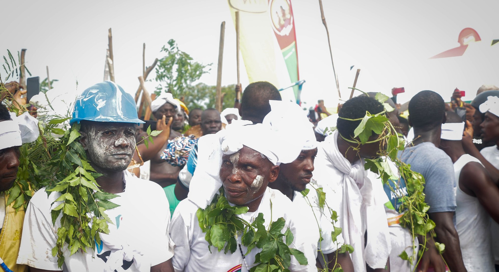 A company celebrating at the Aboakyer festival in Winneba